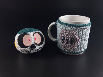 Halloween-i Amigurumi Csontváz Kulcstartó és Bögre